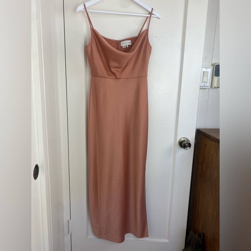 SACHIN & BABI Cali Charmeuse Satin Midi Dress in Sedona Size 6 - Picture 2 of 7